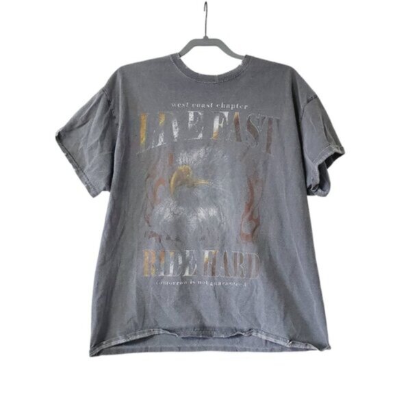 Pacsun L.A. Vintage Style 90s Grunge Distressed East Coast Biker Style Tee L - Picture 2 of 8